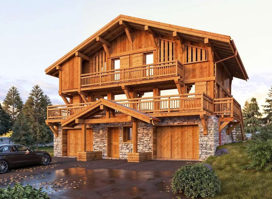 This stunning wooden chalet offers a perfect blend of rustic charm and modern luxury.