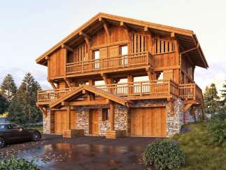 This stunning wooden chalet offers a perfect blend of rustic charm and modern luxury.