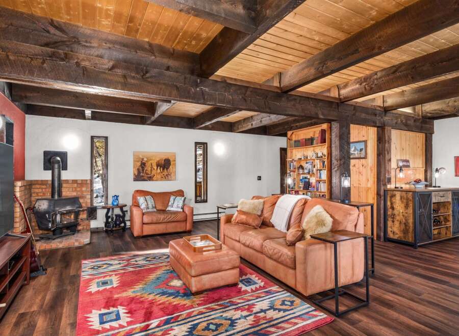 Step into rustic elegance with this stunning living space.