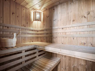 Step into relaxation with this stunning sauna.