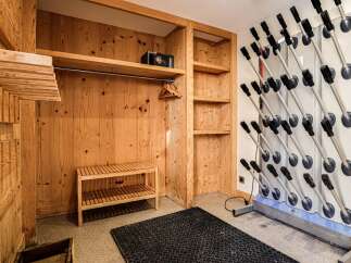 Discover the ultimate in convenience and organization with this ski storage room.
