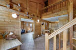 This stunning wooden cabin offers a warm and inviting atmosphere, perfect for a cozy retreat.