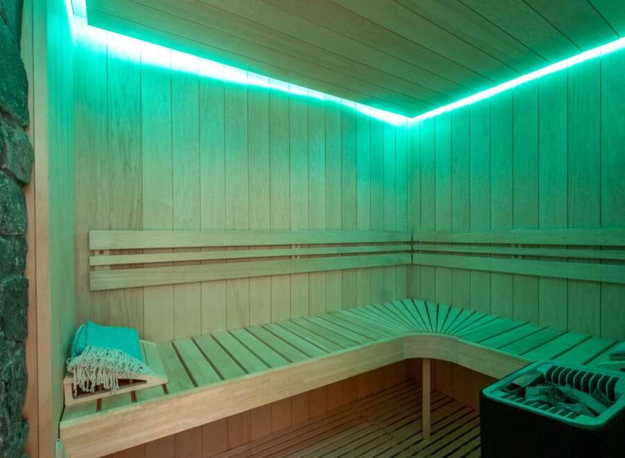 Step into your own private oasis with this stunning sauna.