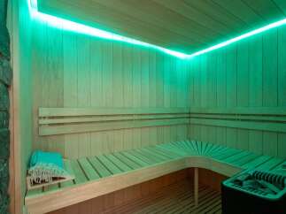 Step into your own private oasis with this stunning sauna.