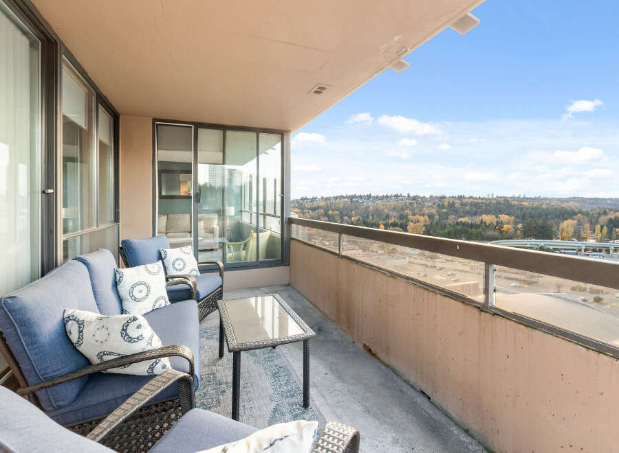 Enjoy breathtaking views from this stunning balcony.
