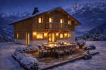Experience the ultimate winter escape in this stunning chalet nestled in the mountains.