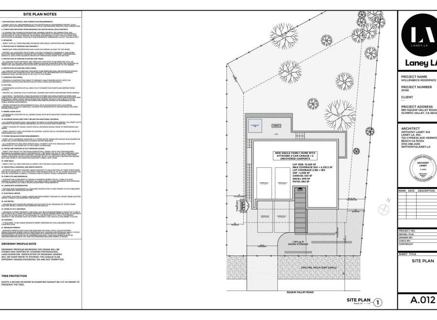 Discover the architectural plans for the Hollenbeck Residence, a stunning single-family home in Olympic Valley, CA.