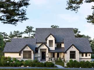This stunning property showcases a modern architectural design with a blend of stone and sleek lines.