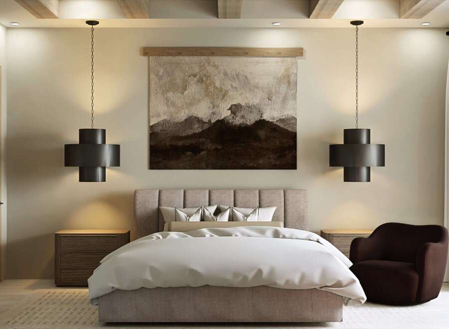 Step into a serene bedroom retreat, designed for ultimate comfort and style.