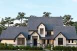 This stunning property boasts a modern architectural design with a beautiful stone facade and a slate roof.