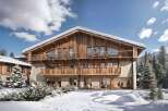 This stunning chalet-style property offers a luxurious retreat in a snowy landscape.