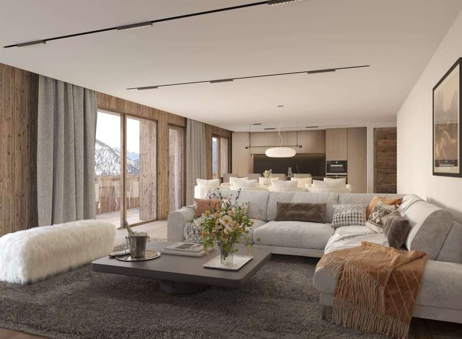Experience luxury living in this stunning property, featuring a spacious living room with a modern design.