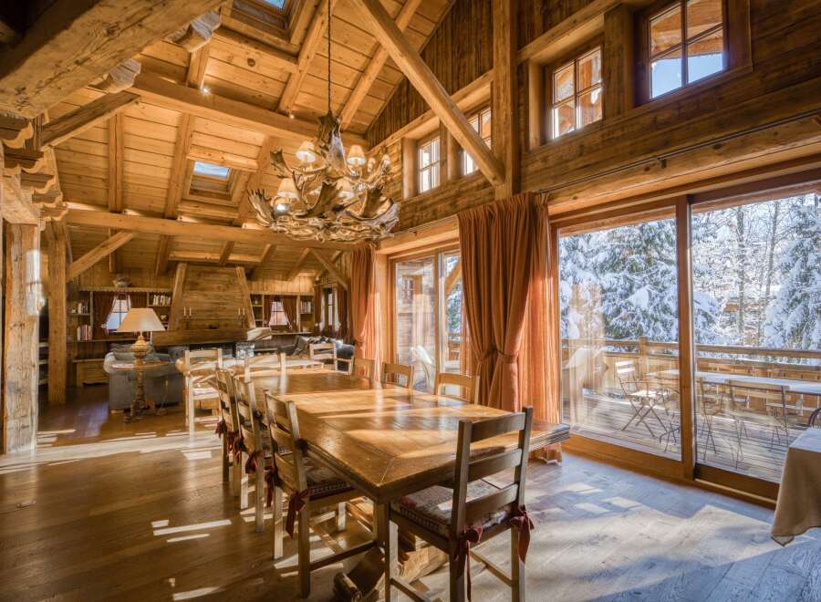 Experience the epitome of luxury living in this stunning chalet, boasting exquisite wooden architecture and a warm, inviting ambiance.