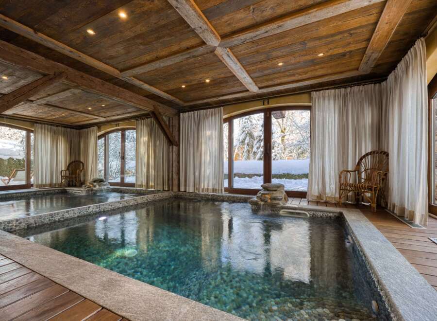 Indulge in the epitome of luxury with this stunning indoor spa.