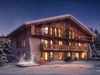 Experience luxury mountain living in this stunning chalet, featuring a private outdoor hot tub perfect for soaking in the snowy landscape.