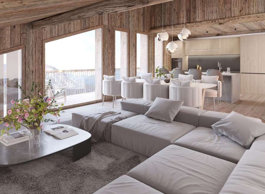Experience luxury living in this stunning chalet-style home, boasting a seamless blend of rustic charm and modern elegance.