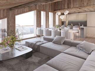 Experience luxury living in this stunning chalet-style home, boasting a seamless blend of rustic charm and modern elegance.
