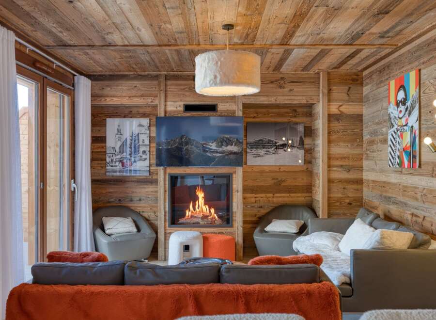Step into a cozy chalet retreat with this inviting living space.
