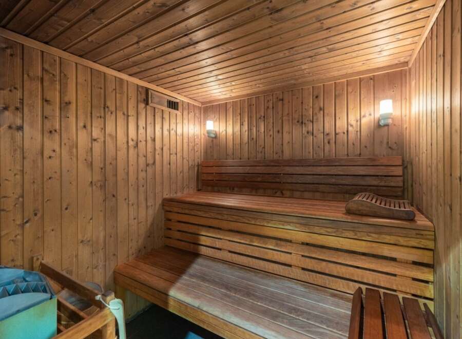 Step into relaxation with this inviting sauna.