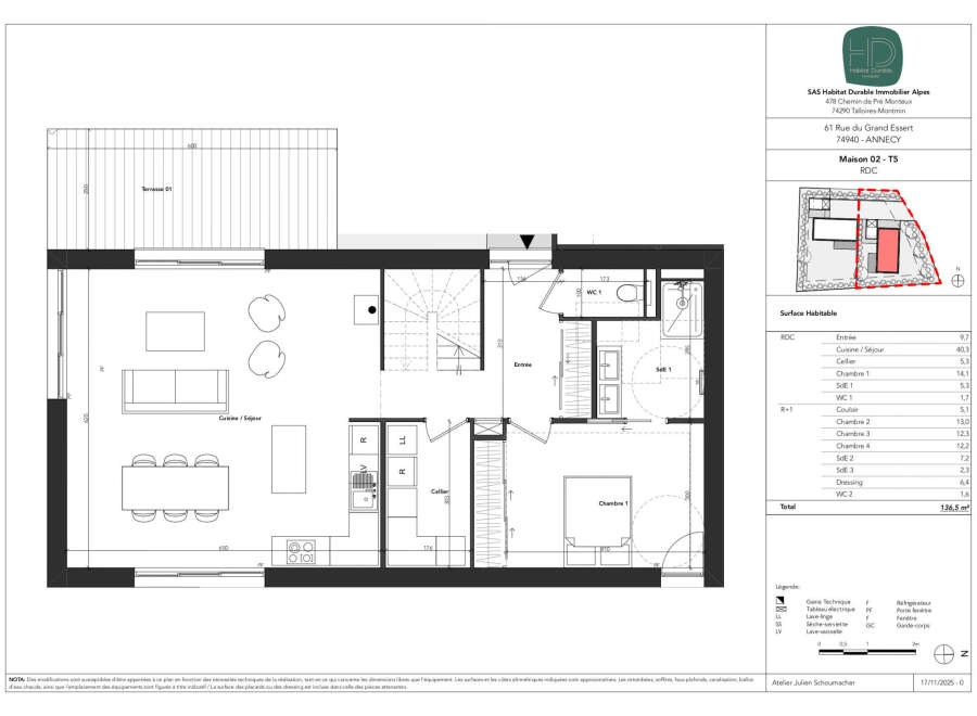 Discover this spacious 5-room house (T5) located on the ground floor (RDC) of Maison 02-T5.