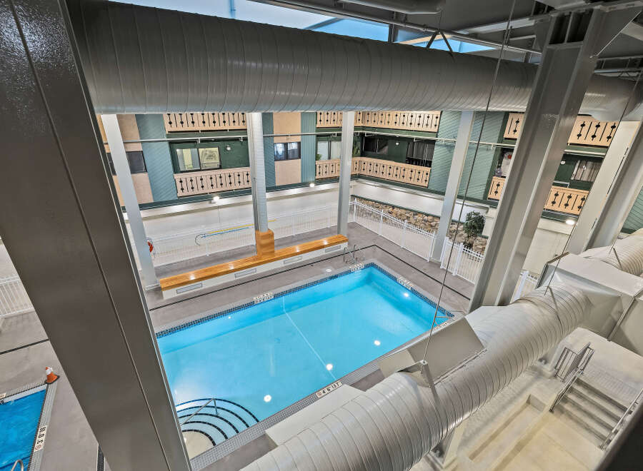 This stunning property boasts a luxurious indoor pool, perfect for year-round enjoyment.