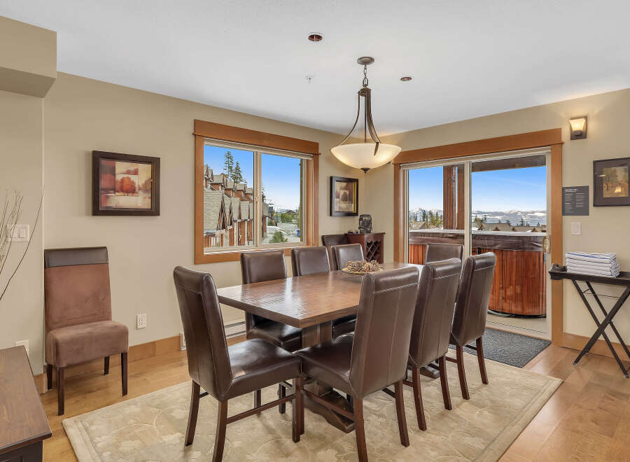 This stunning dining area offers a perfect blend of elegance and comfort.