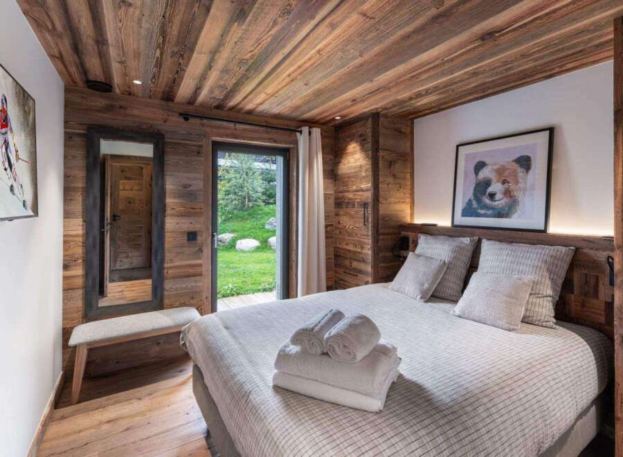Experience rustic elegance in this stunning bedroom.