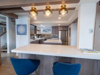 Step into this stunning kitchen, a perfect blend of modern design and rustic charm.