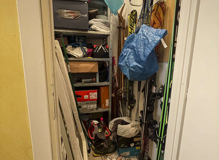This storage space offers ample room for organizing belongings, perfect for keeping your home tidy.