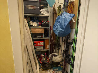 This storage space offers ample room for organizing belongings, perfect for keeping your home tidy.