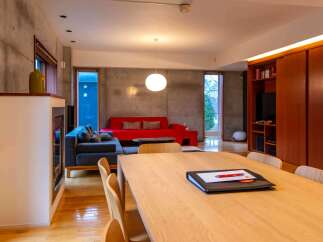This modern living space showcases a blend of contemporary design and comfort.