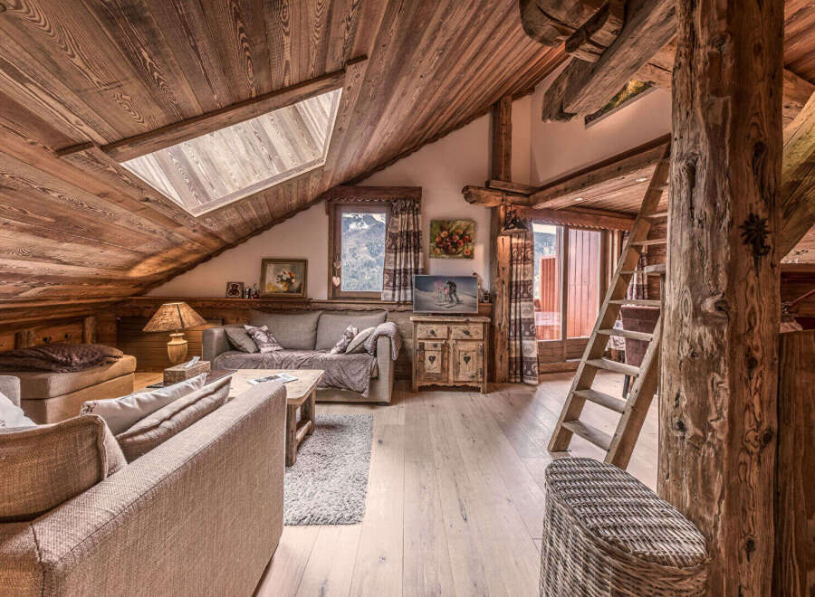 Experience rustic charm in this stunning chalet-style living space.