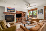This stunning living room features a cozy fireplace, perfect for chilly evenings.