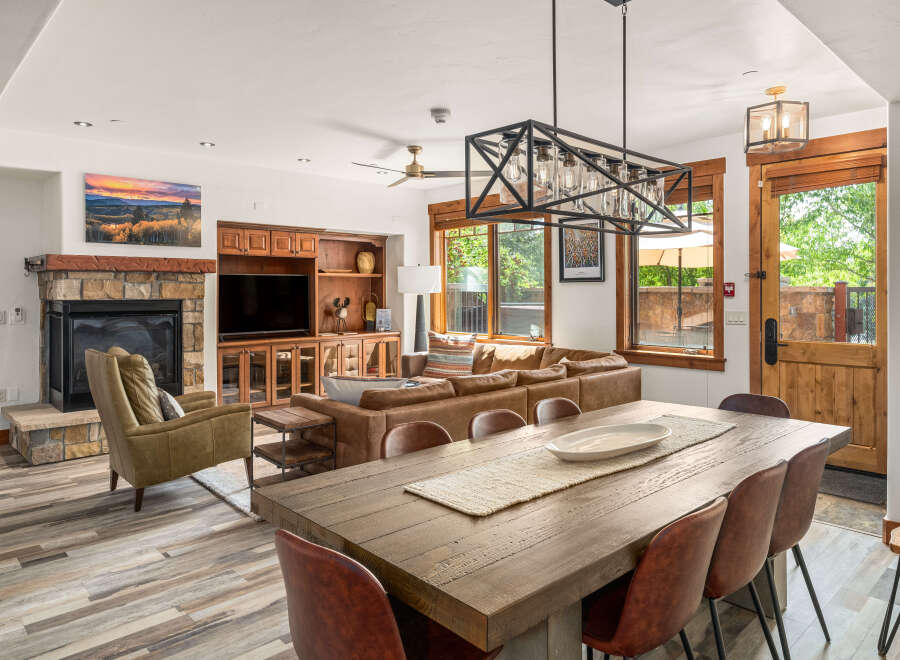Experience luxury living in this stunning property featuring a cozy fireplace, perfect for chilly evenings.