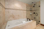Indulge in luxury with this stunning bathroom featuring a sleek, modern design.