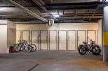 This secure storage facility offers convenient bike storage for residents.