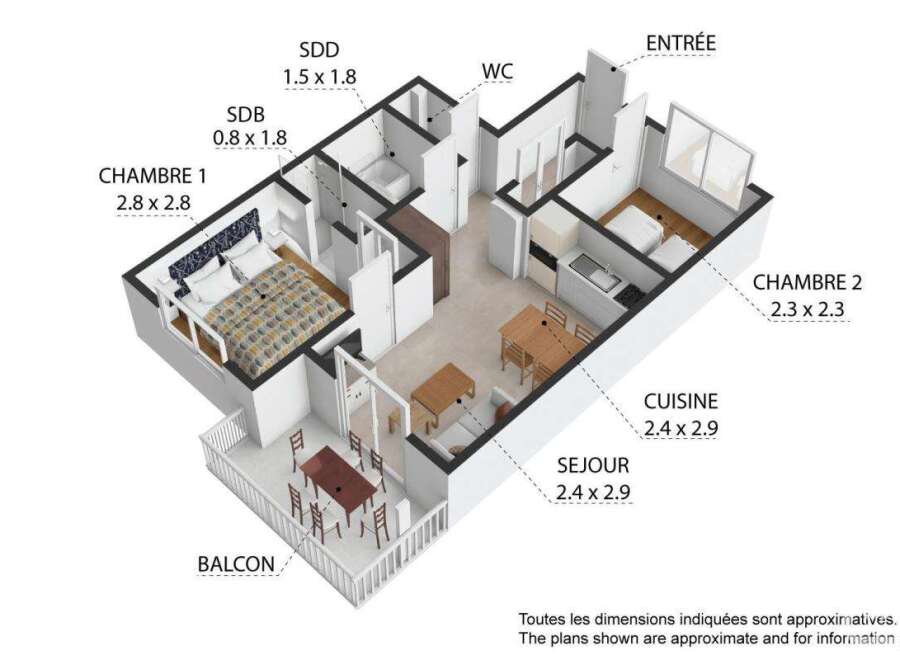 Discover this charming apartment featuring two bedrooms, perfect for a small family or couple.