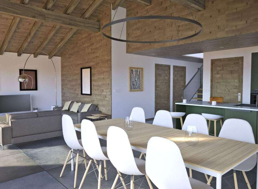Experience modern luxury in this stunning property, featuring a spacious open-plan living area with a gourmet kitchen and a stylish dining space.