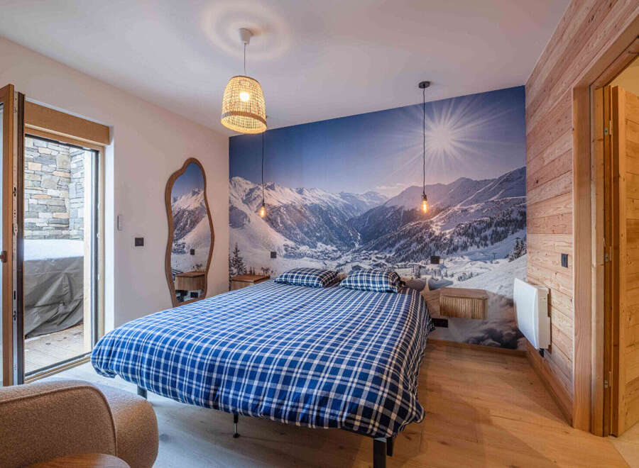 Experience the ultimate in alpine luxury with this stunning bedroom.