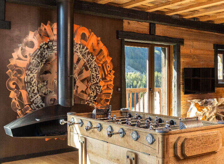 This stunning property boasts a unique blend of rustic charm and modern design.