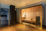 Step into luxury with this stunning sauna and steam room.