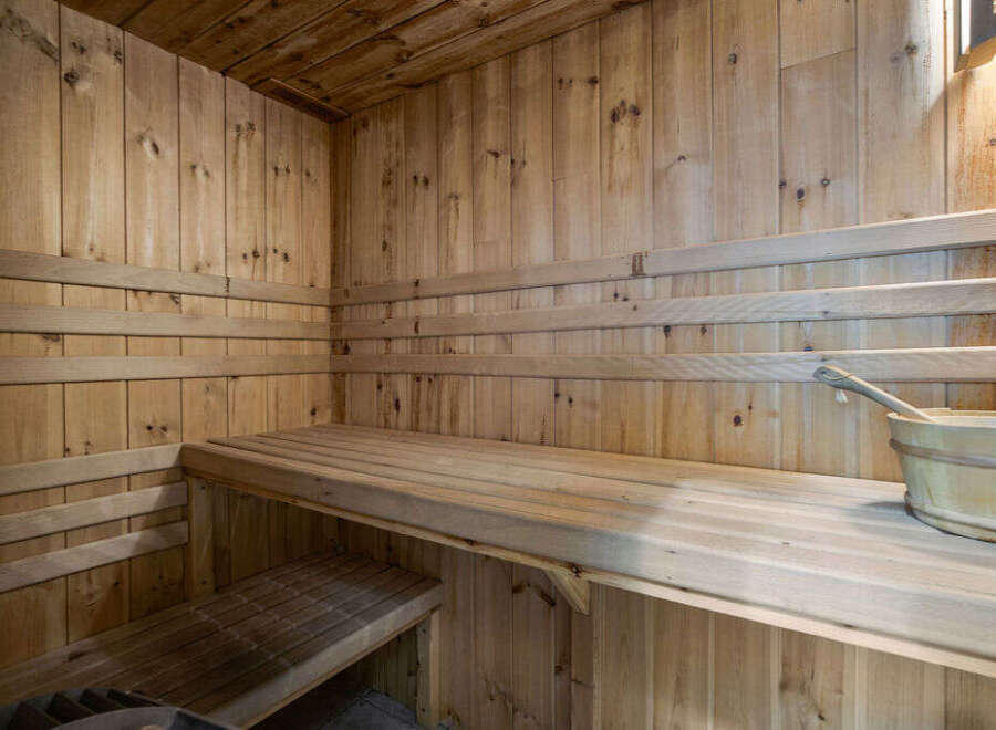 Step into relaxation with this stunning sauna.