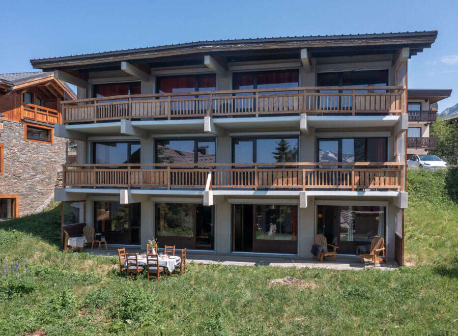 Experience mountain living in this stunning property featuring multiple levels of balconies with picturesque views.