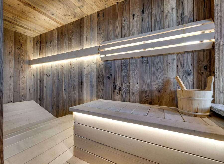 Experience the ultimate relaxation in this stunning sauna.