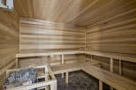 Step into your personal oasis with this luxurious sauna.