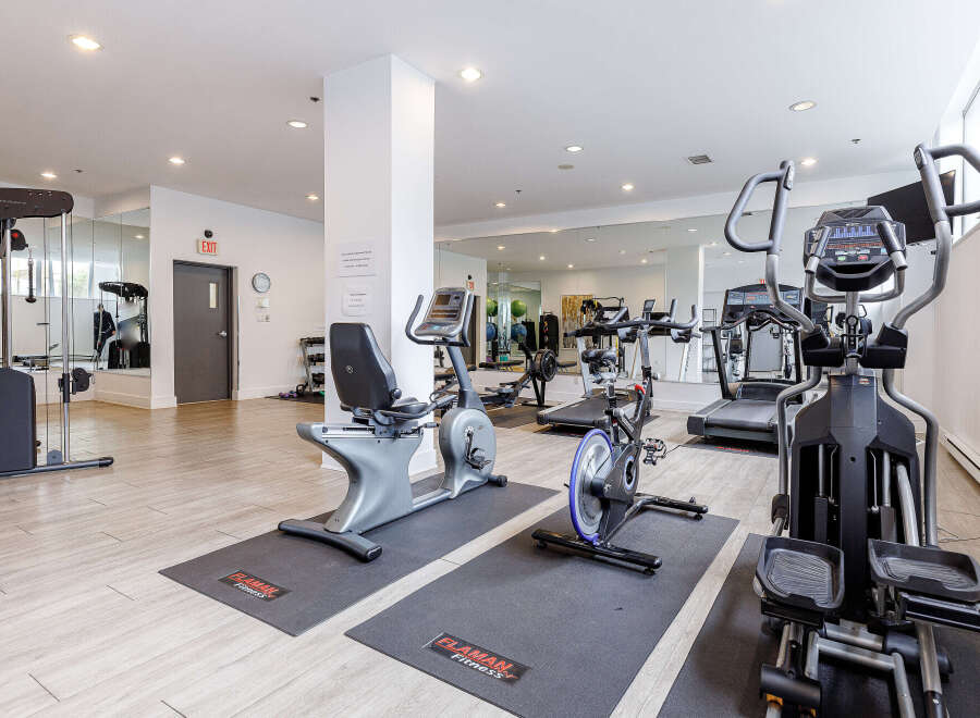 This well-equipped fitness center offers a variety of workout options.