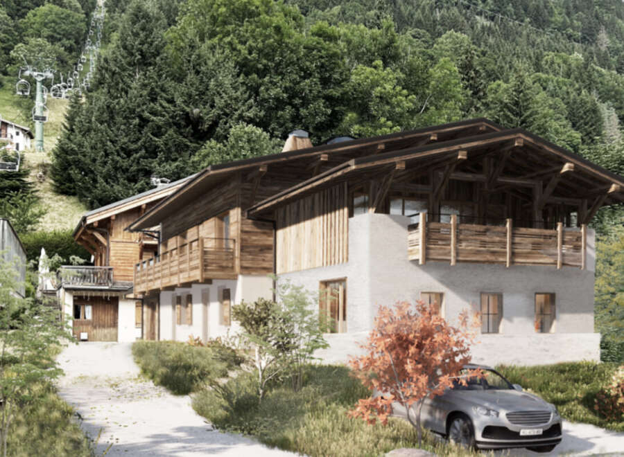 Discover the charm of this stunning mountain chalet, perfectly nestled amidst a lush, green landscape.