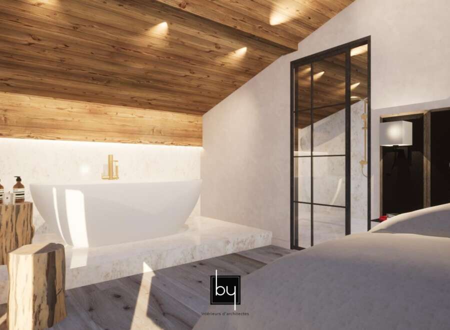 Experience luxury and tranquility in this stunning bathroom.