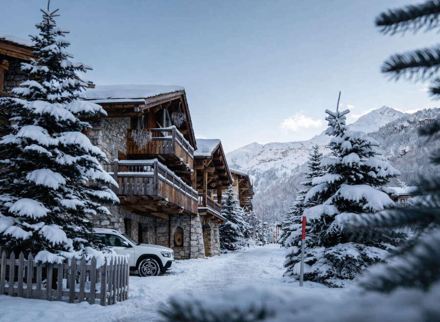 Experience the ultimate winter getaway in this stunning chalet, nestled in a picturesque snow-covered landscape.