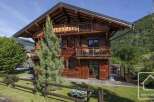 Discover the charm of this stunning wooden chalet nestled in a picturesque alpine setting.